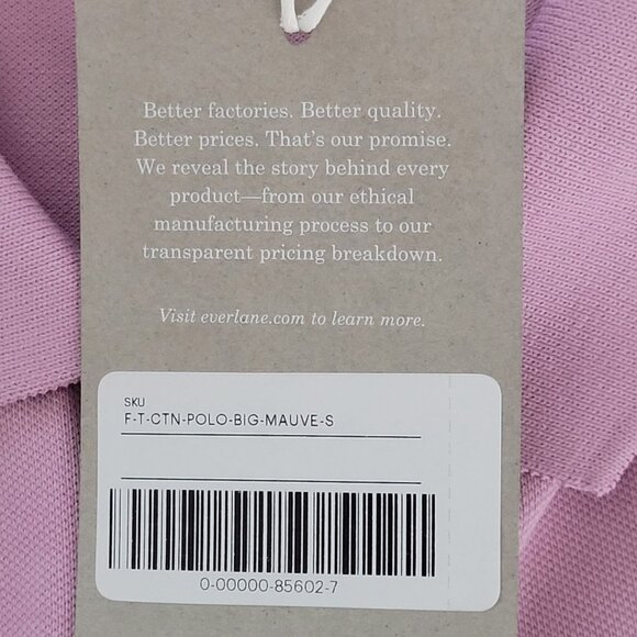 Everlane Organic Cotton Polo Shirt Womens Size S Big Mauve Oversized Classic NWT - Picture 6 of 8